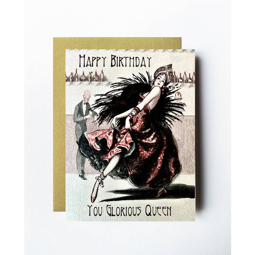 Glorious Queen Vintage Style Art Deco LGBTQ Birthday Card for wholesale by The Twentieth