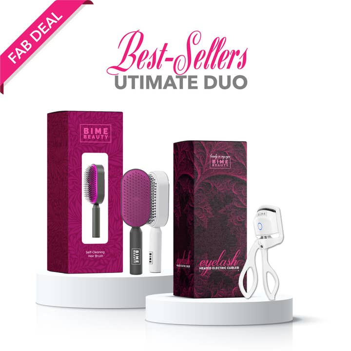 Best Sellers Bundle- Electric Eyelash Curler and Self Cleaning Hair Brush for wholesale by Bime Beauty