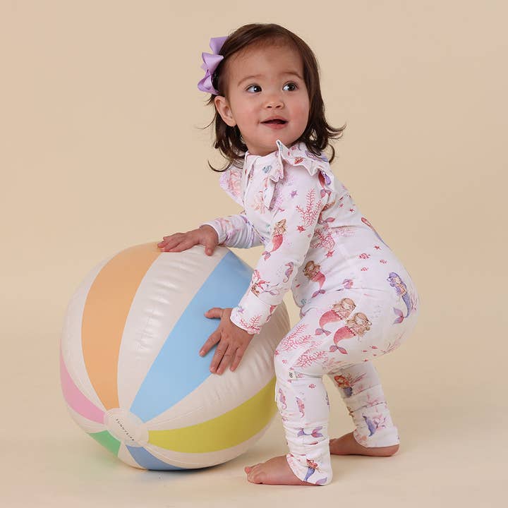 Snuggle Hunny - Wholesale Jumpsuit – Baby - Mermaid Organic Snugglesuit Convertible Romper with Frill3