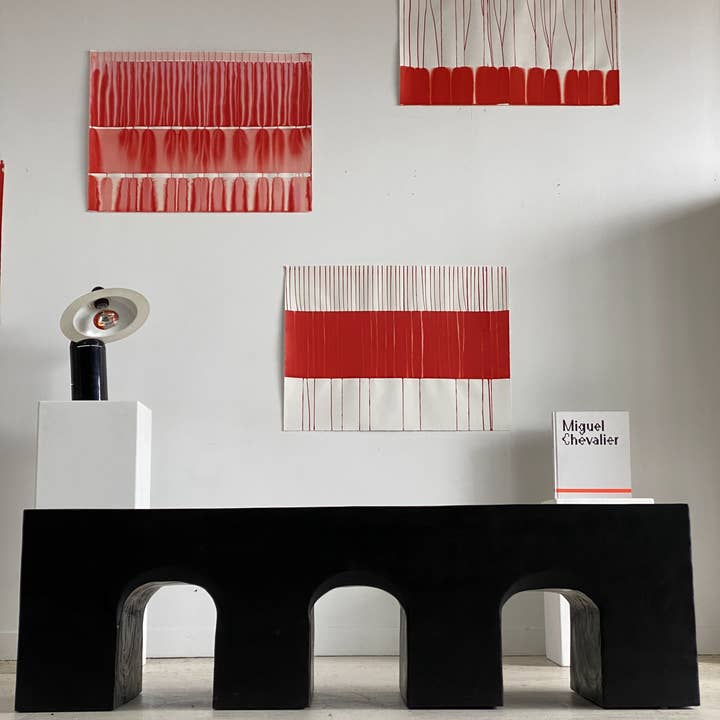 Office Objets - Wholesale Bench - Solid monoxyle wooden bench with sculpted base in 3 arches - Black color74