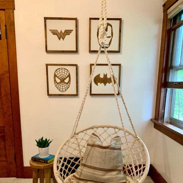 Nail and Hook Laser Cut Home Decor - Wholesale Sign - Superhero Wall Art | 11x11 inch Wood Sign25