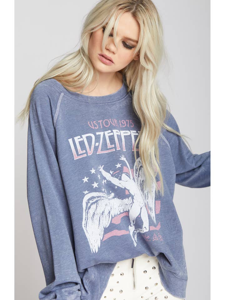 Vintage Blue 301985 - 430 Led Zeppelin Us Tour '75 Ls Burnout Sweatshirt for wholesale on Faire