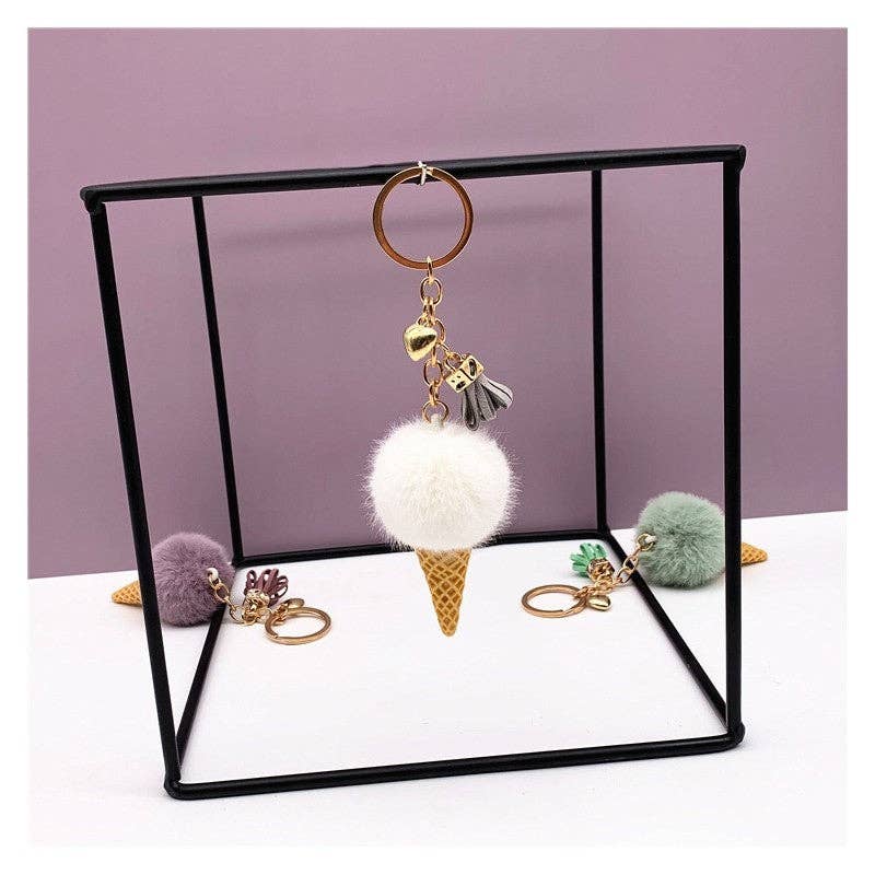 UZ Wholesale Store – wholesale Keychain – Women's – Cartoon Plush Ice Cream Cone Keychain Pendant8