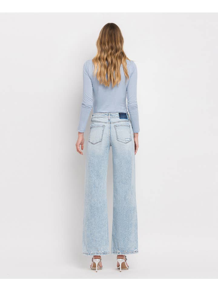 REDESCUBRIR VAQUEROS ANCHOS DE TALLE SUPERALTO PARA CONTROL DE BARRIGA LV1312 de venta al por mayor en Faire7