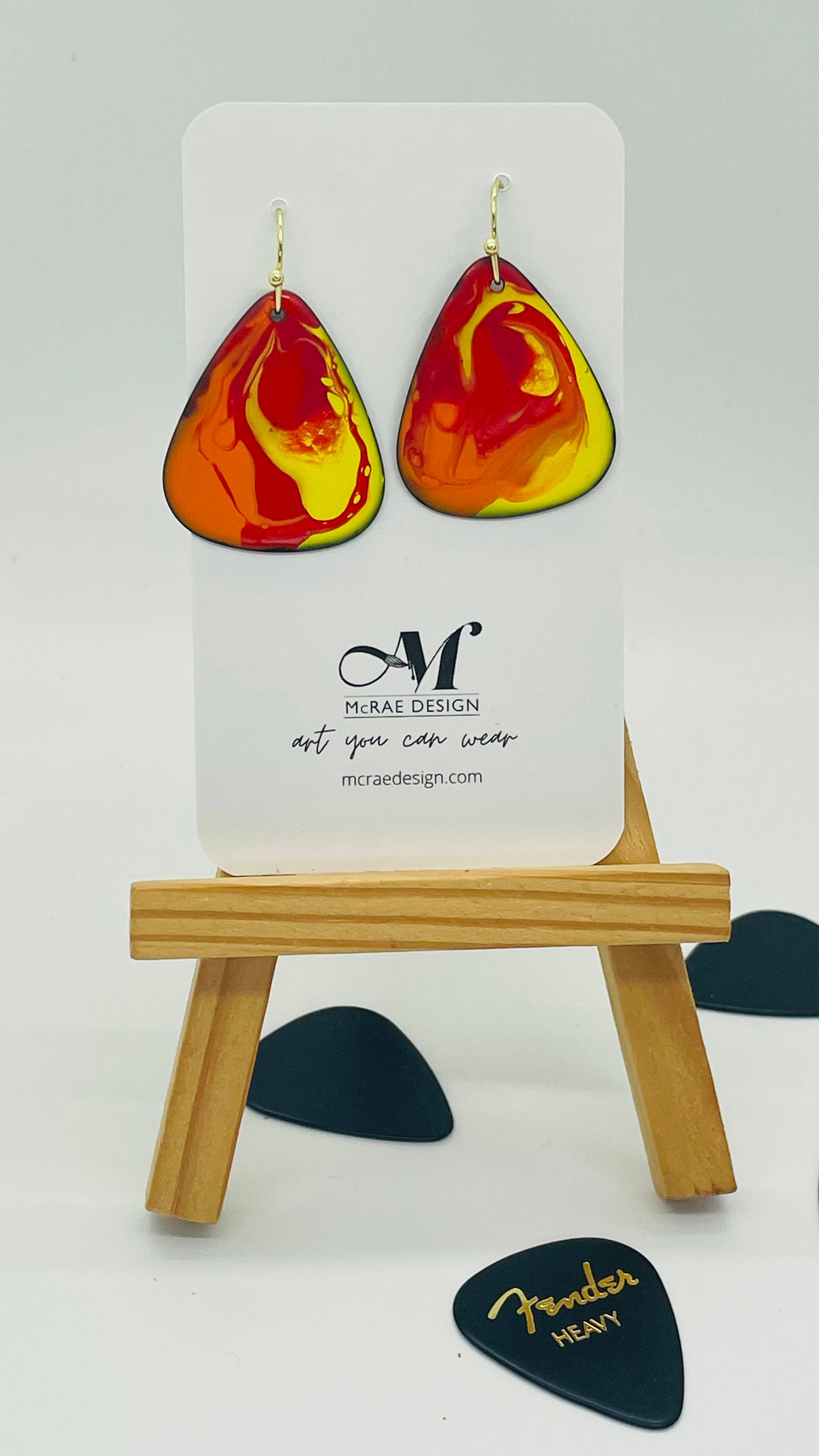 McRae Design - Wholesale Dangle Earrings - Hand Painted Guitar Pick Earrings10