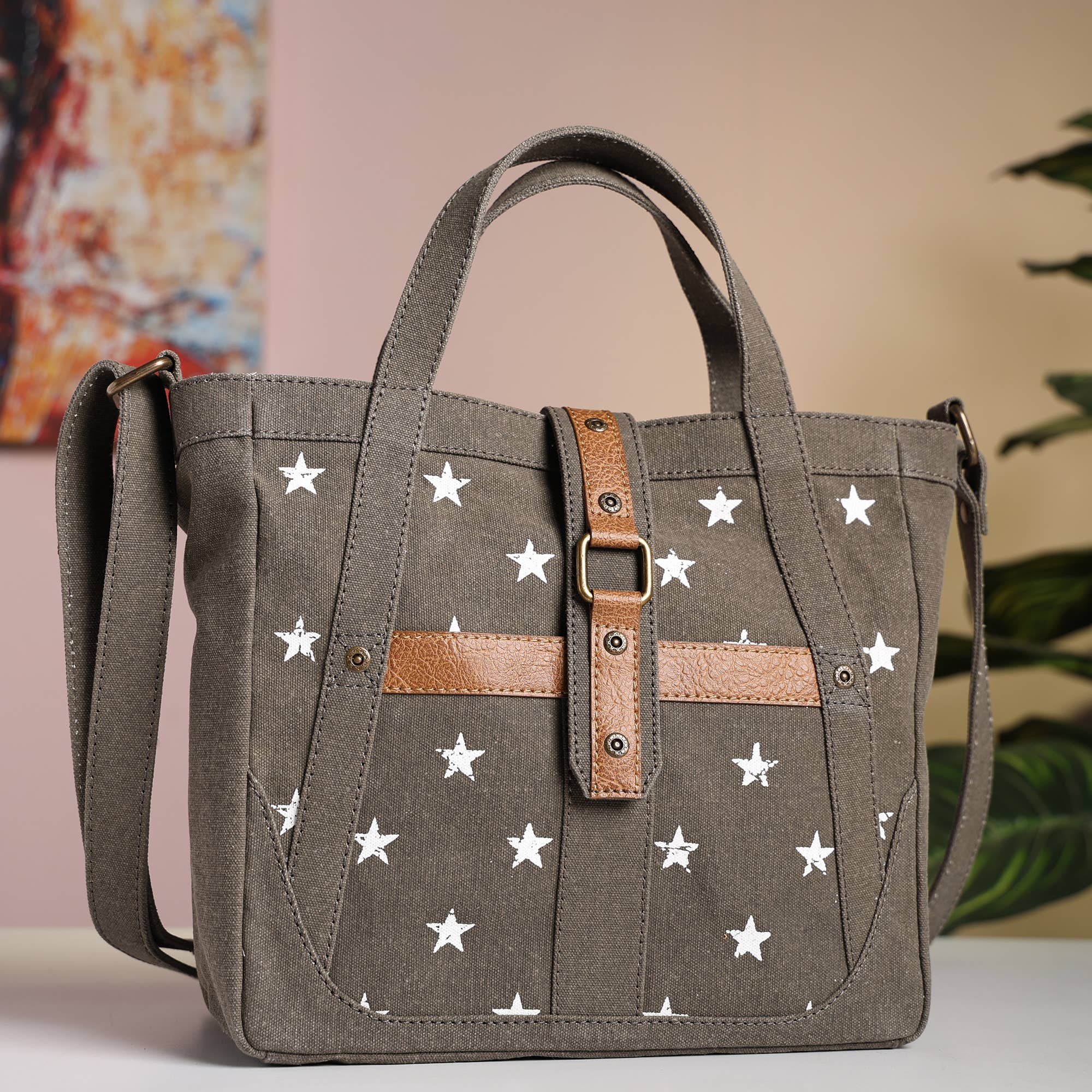 Mona B. – wholesale Crossbody bag – Women's – Escape Star Up-Cycled Canvas Crossbody Bag1