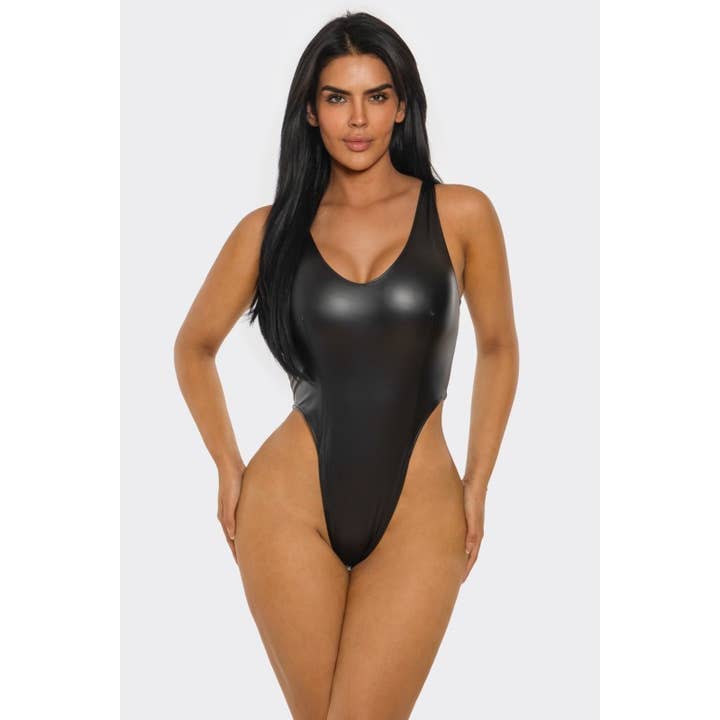 Bodysuits Tamanho Grande Sexy em Tecido de Couro com Botão de Pressão por atacado de SEXY STAR DESIGN INC