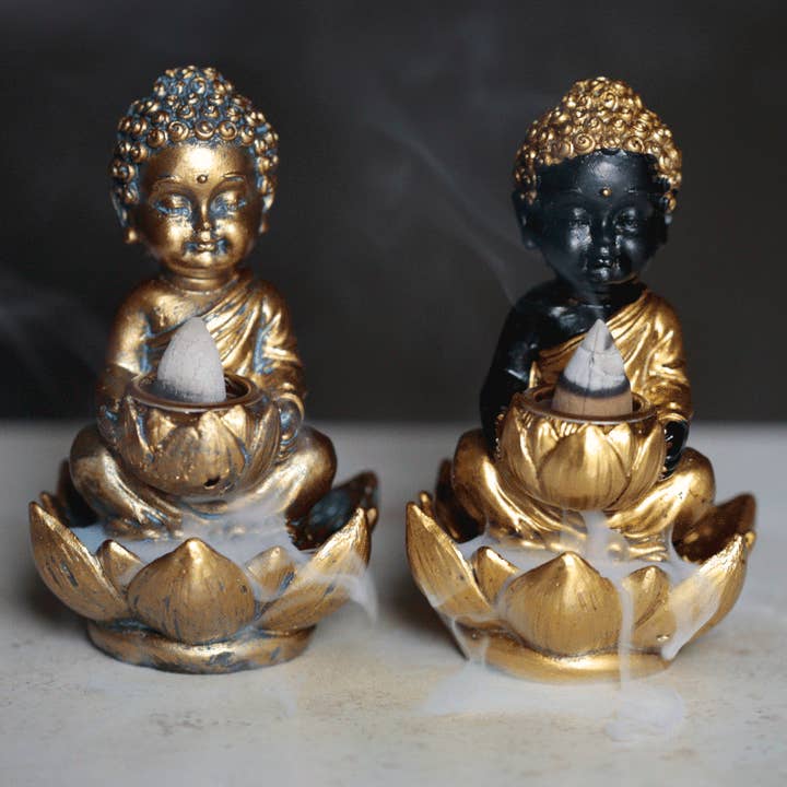 Puckator EU - Wholesale Incense Holder - Small Buddha and Lotus Backflow Incense Burner1