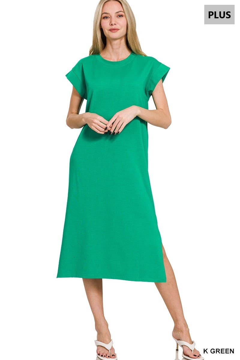 Vanilla Monkey - Wholesale Dress - Women's - Plus Round Neck Short Sleeve Midi Dress4