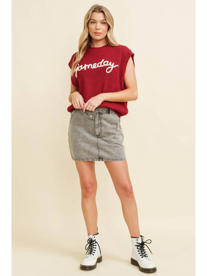 Cloud Ten - Wholesale Sweater Vest - Women's - CSW10210-1 - 'GAMEDAY" EMBROIDERED SLEEVELESS SWEATER VEST4