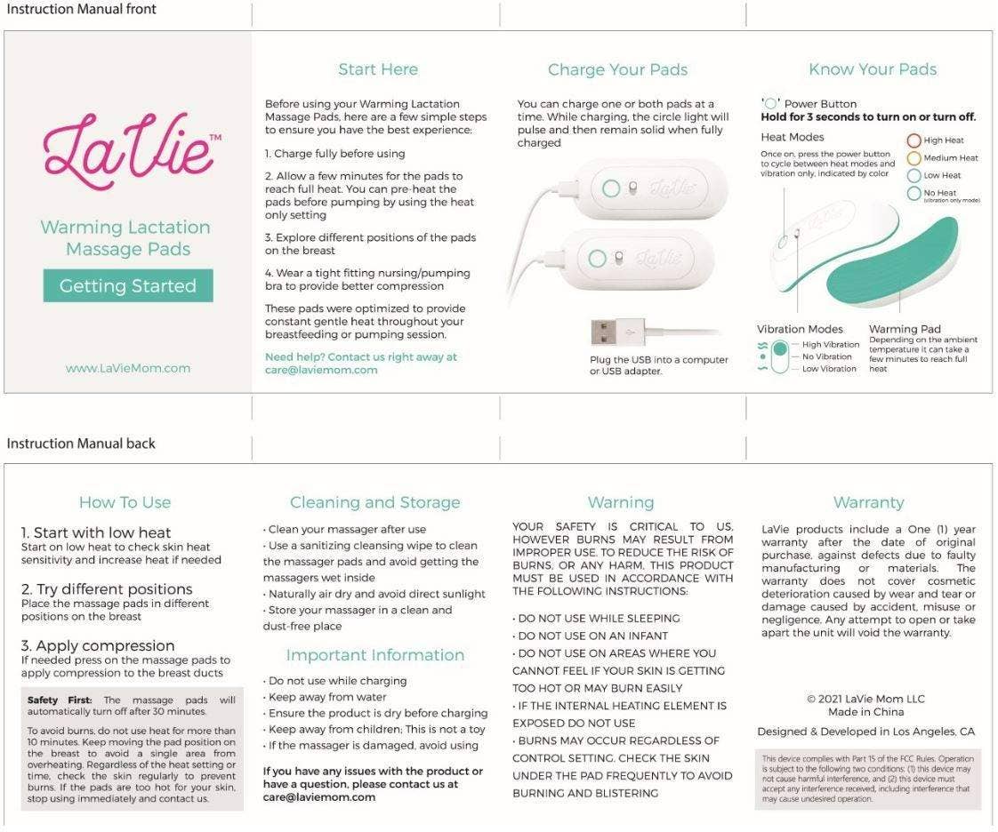 LaVie Mom - Vendita all'ingrosso Cuscini/Tappetini per allattamento - Premaman - LaVie massaggiatore per lattazione 2-in-1 con riscaldamento e vibrazione13