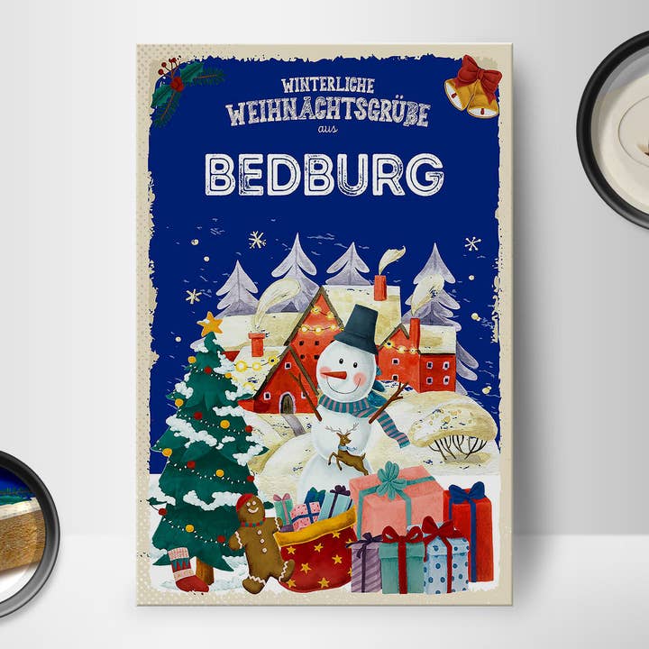 Femer – wholesale Sign – Wooden sign Christmas greetings from BEDBURG gift 12x18cm1