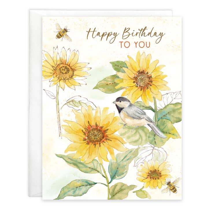 GINA B DESIGNS – Großhandel Geburtstagskarten – Geburtstagskarte - Sonnenblumen/Bienen