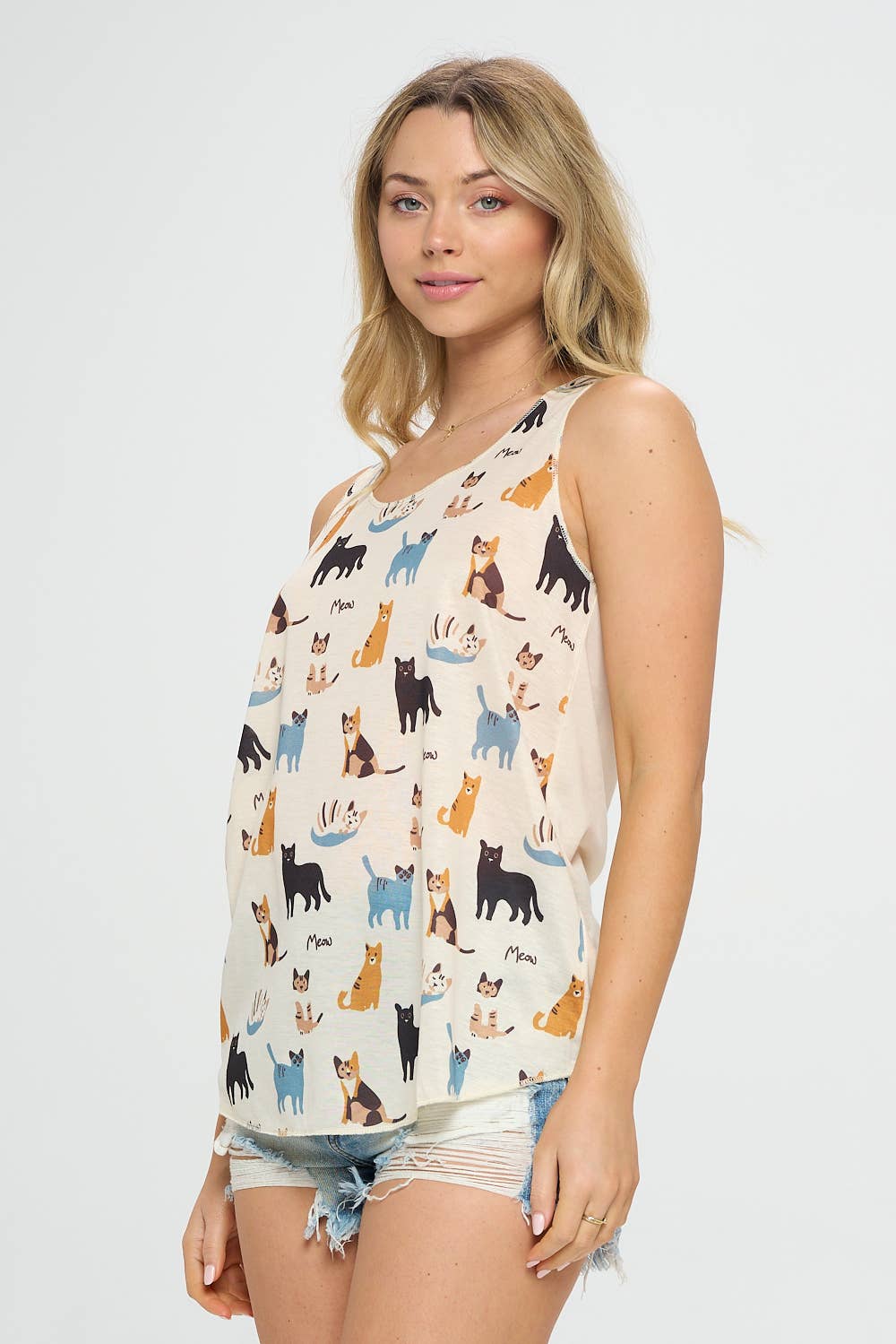 SM WARDROBE - Wholesale Tank Top - Women's - MEOW CAT PRINT TANK TOP9
