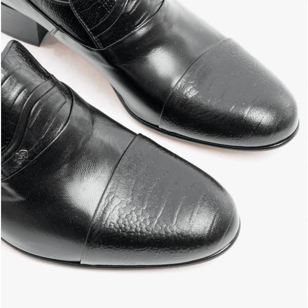 Club Cubano - Venta al por mayor Zapatos Óxford - Hombre - Zapatos de hombre de piel suave con tacón cubano estilo reptil VALENCIA en negro