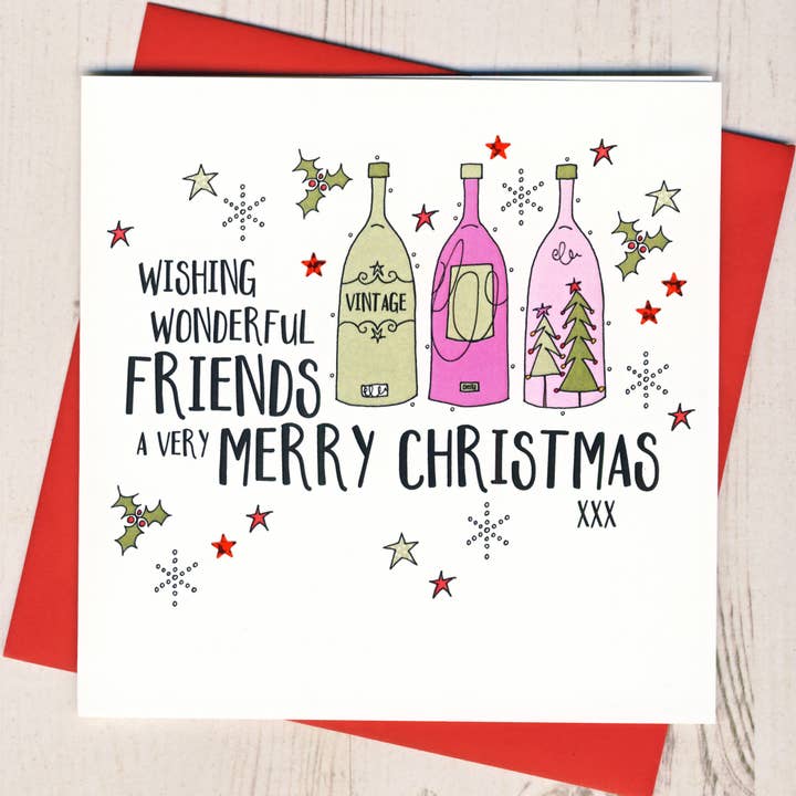 Wishing Wonderful Friends A Very Merry Christmas Card for wholesale by Eggbert & Daisy
