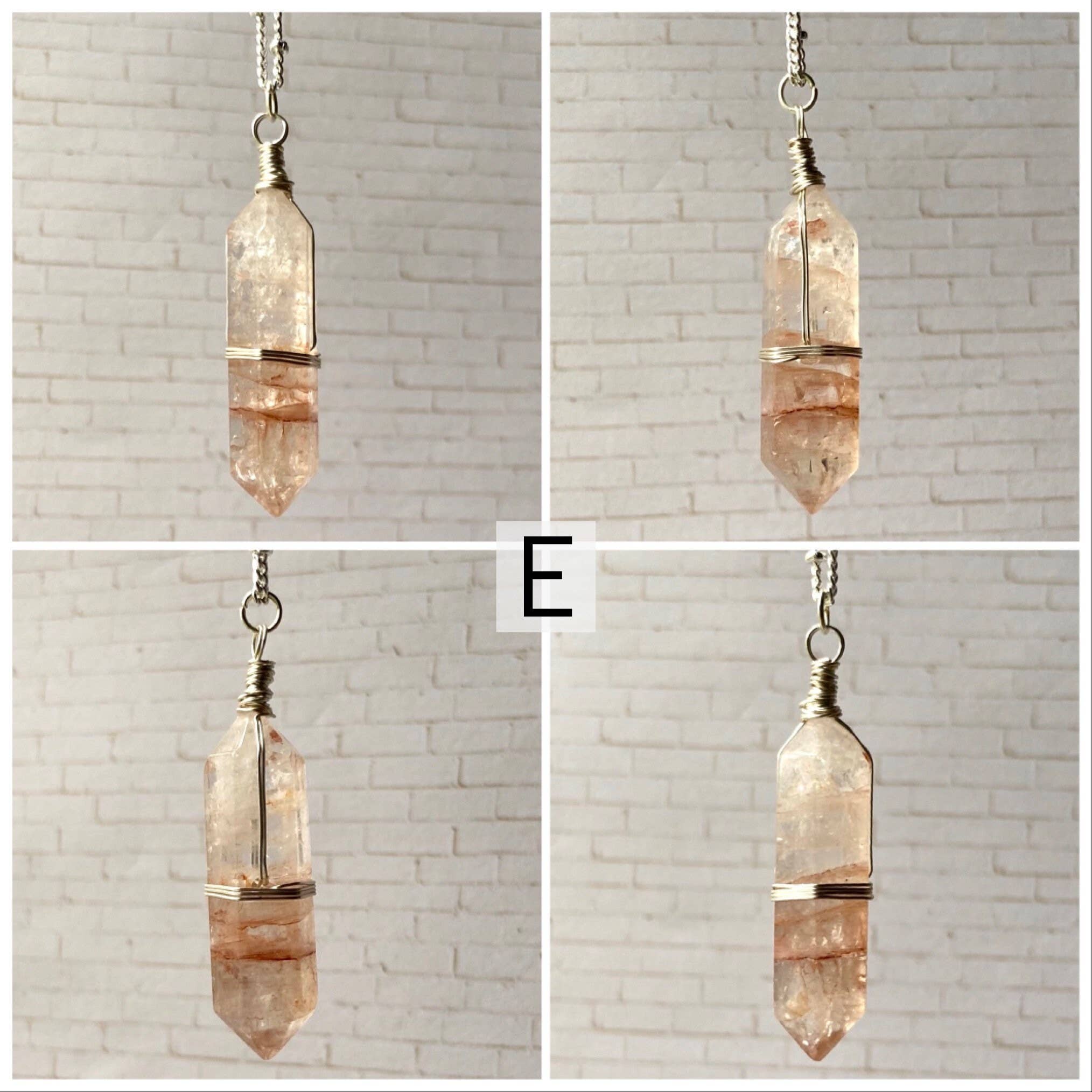 Moonchild Society - Vente Colliers à pendentif - Collier en cristal de quartz de feu lépidocrocite, bijoux enveloppés de fil d'argent, choisissez votre cristal8