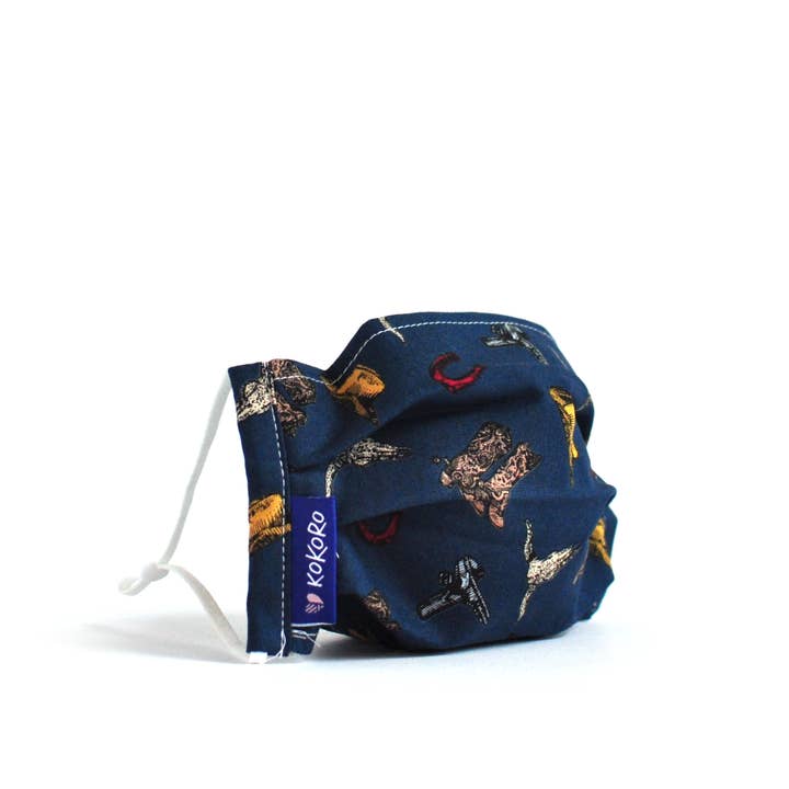 Rodeo Show Face Mask | Máscara de algodão reutilizável | Navy, cowboy por atacado de Kokoro
