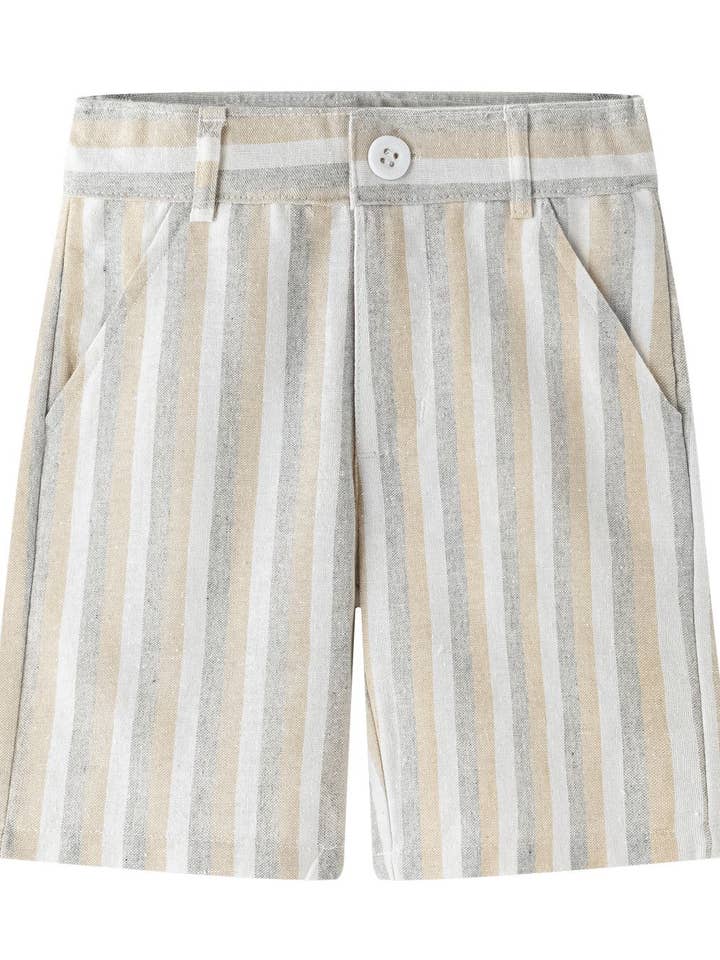 Bermudashorts dreng 3-9 år striber kamel grå JBV96244 for engroshandel hos Newness Kids