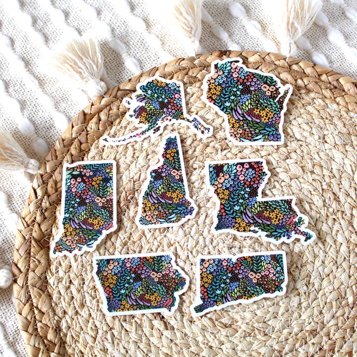 Elyse Breanne Design - Wholesale Sticker - Iowa State Floral Sticker 3x2in.