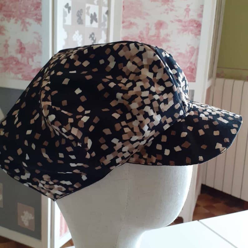 La Fabrique de Zazou – wholesale Baseball cap – Women's – Black and square dot reversible newsboy cap1