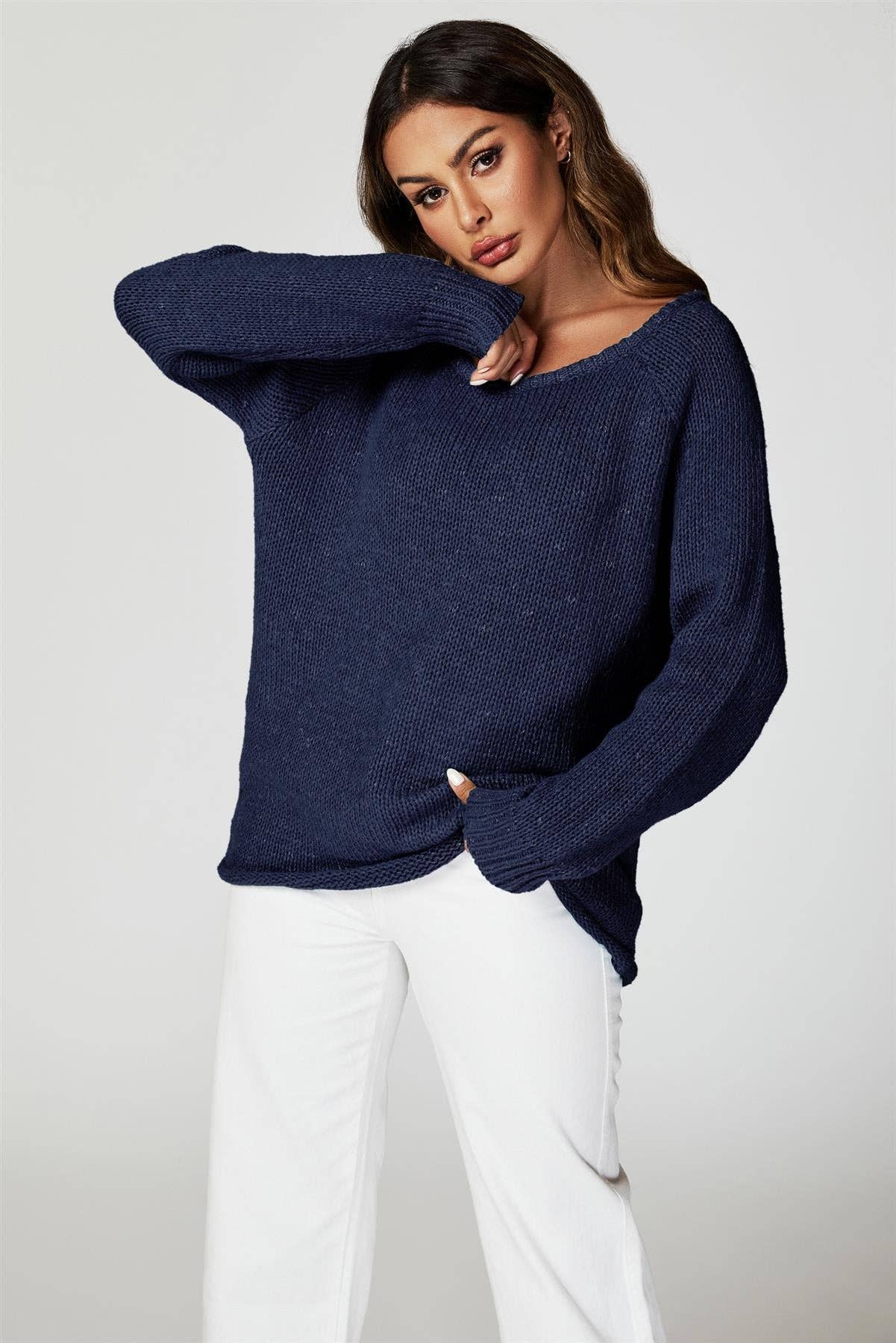 Comfy Jumper Top In Navy for wholesale on Faire2