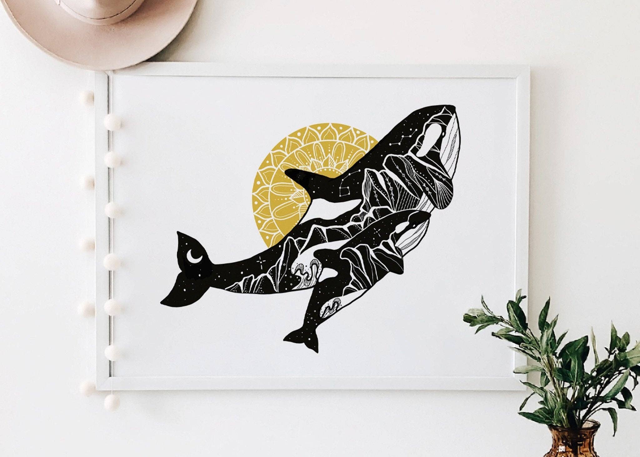Mountain Mornings – wholesale Art print – Orca Mama and Baby Print1