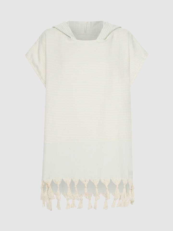 Miz Casa & Co Kids Bondi Turkish Beach Poncho Turquoise Stripe for wholesale by Izoa pty ltd