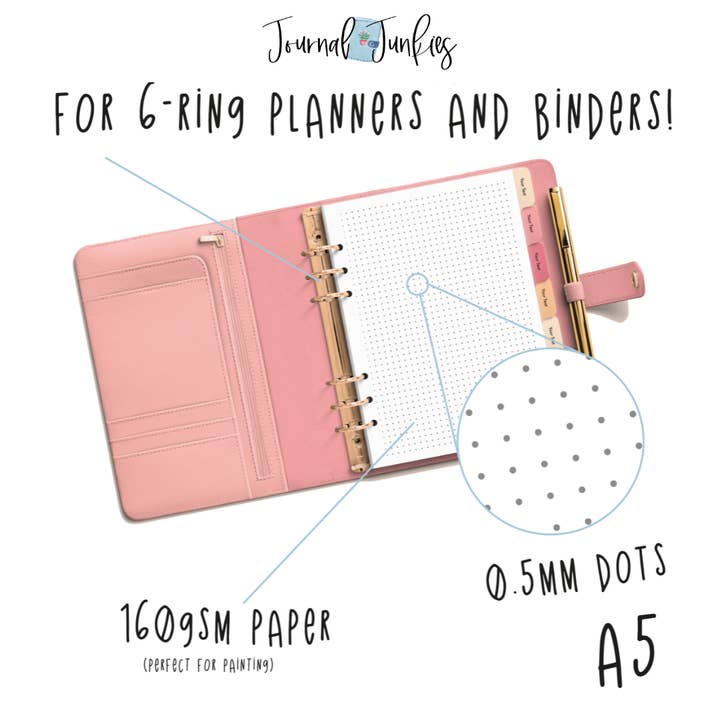 Journal Junkies Basics Loose Leaf Refill | A5 160gsm Dotted for wholesale by Journal Junkies