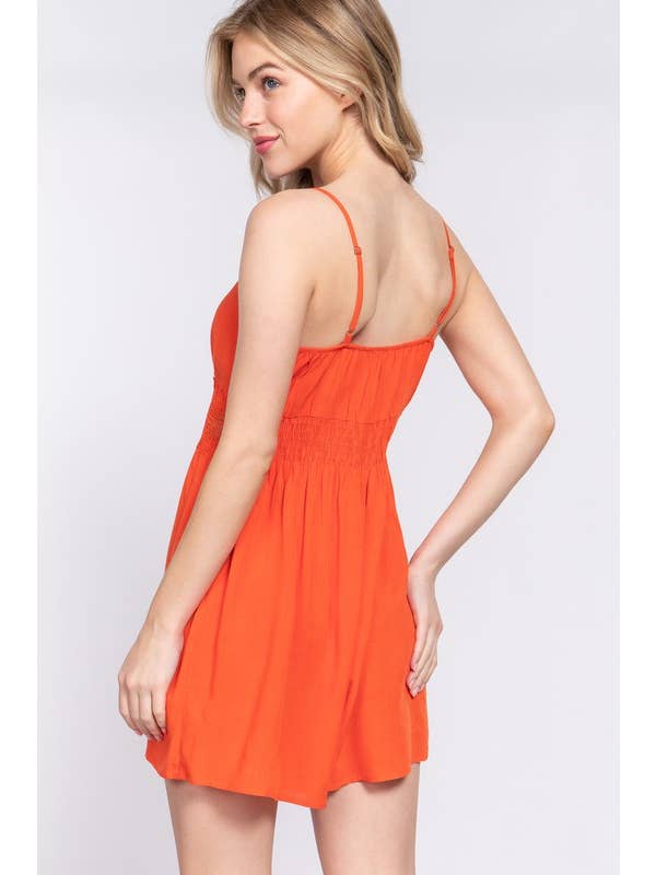 Active Basic | Active USA - Wholesale Romper - Women's - V-neck With Wrap Waist Lace Trim Back Cross Strap