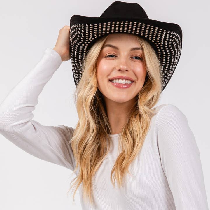 Western Studded Brim Cowboy Hat for wholesale by Collections by Fame Accessories