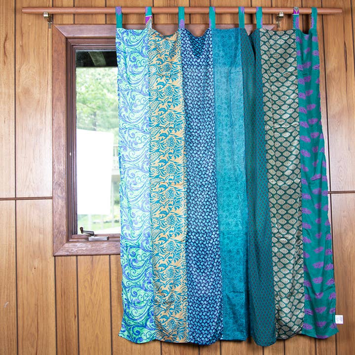 Sunshine Joy - Venta al por mayor Cortinas - Varias cortinas de patchwork de sari, 54 x 63 pulgadas