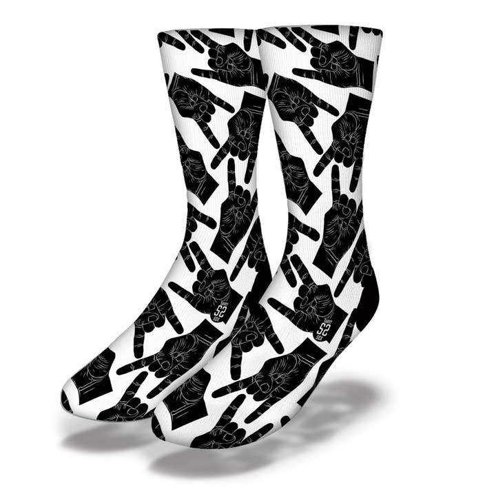 Rock On White Socks for wholesale by Savvy Sox