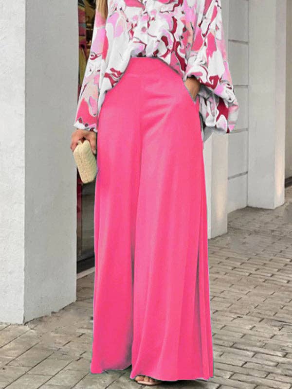 Plush Looks - Wholesale Set met top en broek (GEEN Loungewear) - Dames - Originele blouse in contrasterende kleur en stevige broek met wijde pijpen, set van 2 stuks8