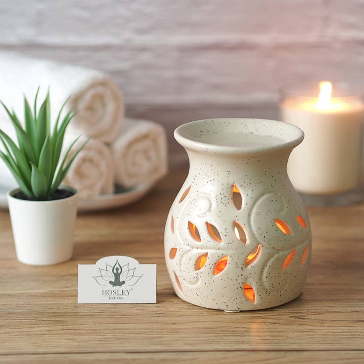 Hosley - Vente Diffuseur d'huile essentielle à chaleur - LOT DE 3 CHAUFFE-HUILE EN FORME DE FEUILLE D'IVOIRE HOSLEY® DE 4,5 po DE HAUT