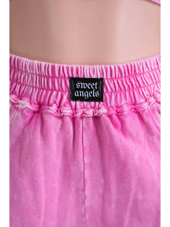 Barbie Pink MINERAL WASH CONTOUR CROPPED TOP & LOUNGE PANT SET for wholesale on Faire4