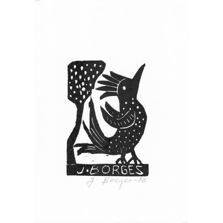 Sm. J. Borges Woodblock Print, Tropical Bird #73, Brazil for wholesale by Tesoros Trading Company