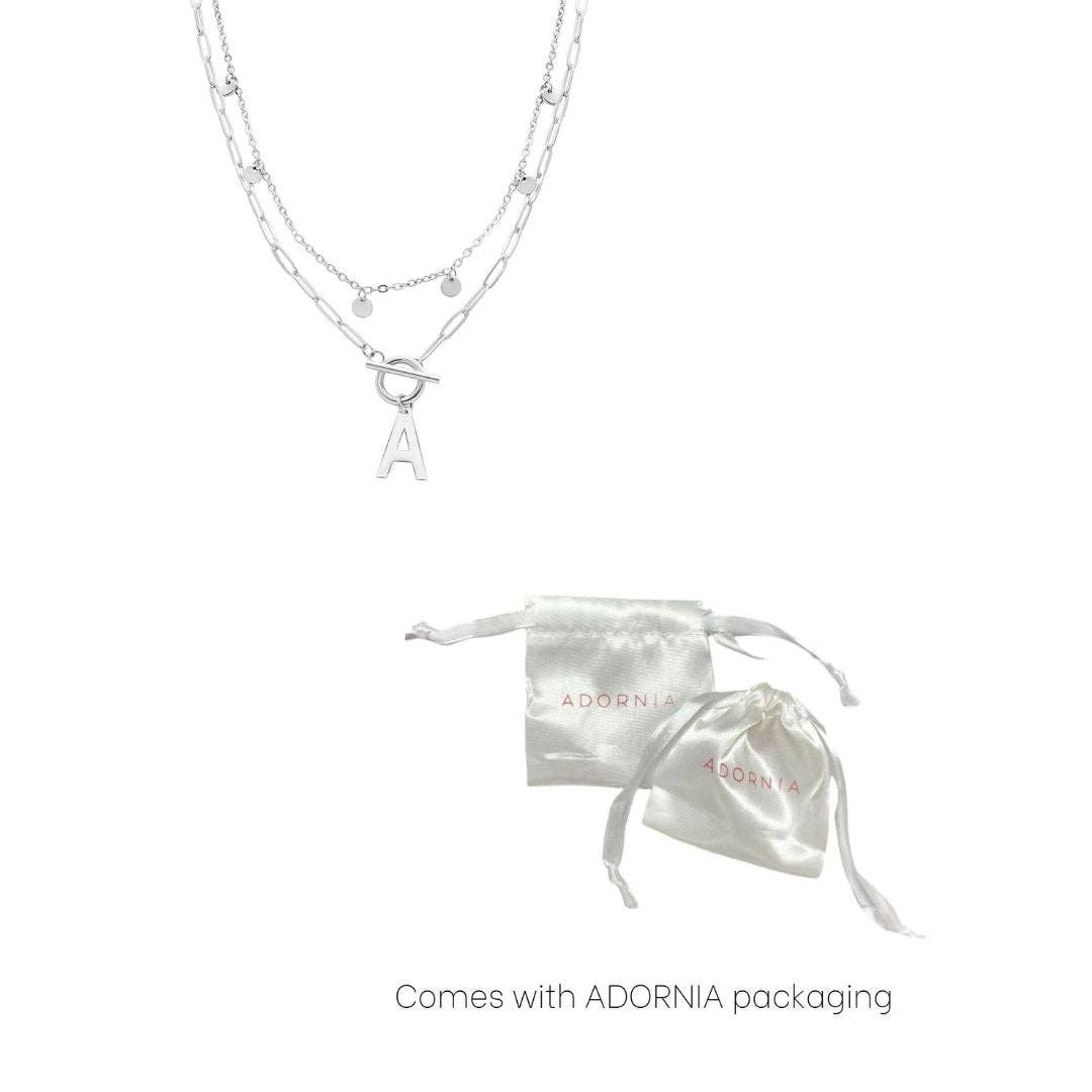 Adornia - Wholesale Pendant/Charm Necklace - Tarnish Resistant Confetti Paperclip Initial Toggle Necklace29