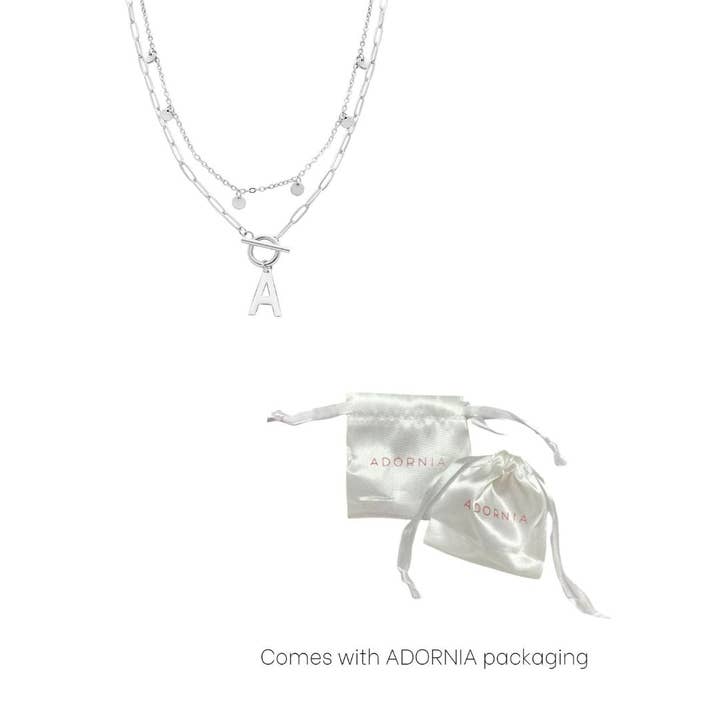 Adornia - Wholesale Pendant/Charm Necklace - Tarnish Resistant Confetti Paperclip Initial Toggle Necklace29