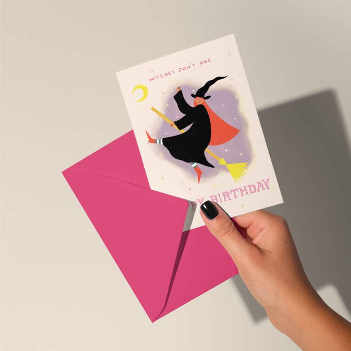 Little Black Cat Illustrated Goods - Wholesale Birthday Card - Witches Don't Age Birthday Card | Folky Card | Women's Card