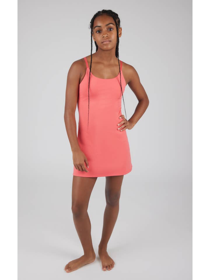 90 Degree by Reflex & Yogalicious - Wholesale Athletic Dress - Kids - Girls Lux Tennis Dress with Inner Bra and Fanny Bag - Set5