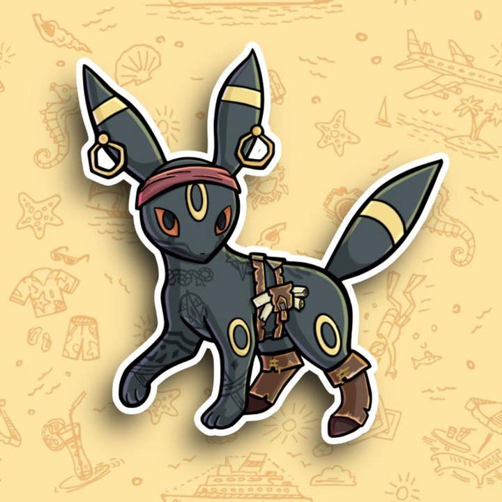 Adesivo in vinile Pokémon Umbreon Pirata per la vendita all'ingrosso da parte di Colour Me Fun