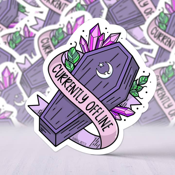 Autocollant actuellement hors ligne, autocollant de cercueil, autocollant hors ligne pour la vente par DoodleWitch