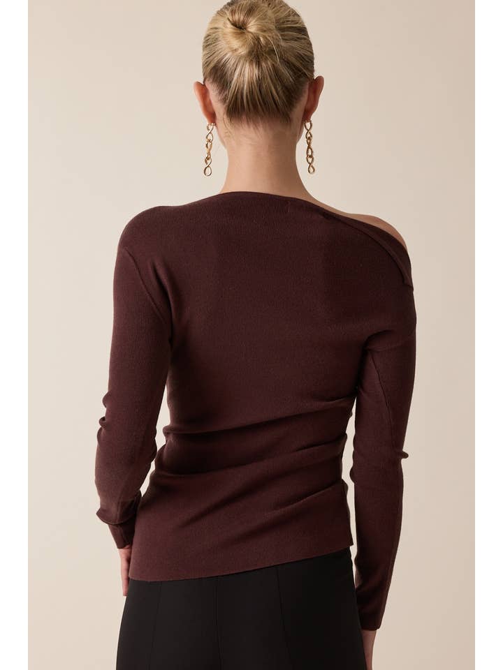 Sky to Moon - Wholesale Knit Top - Women's - ONE-SHOULDER FOLD POINT CASUAL KNIT SWEATER TOP6