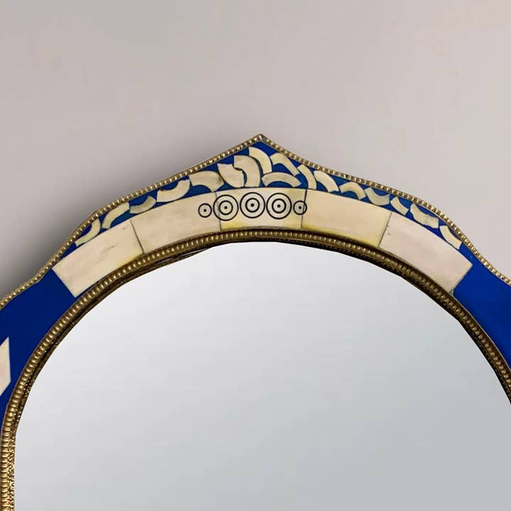 Palmeraies - Wholesale Muurspiegel - Marokkaanse spiegel met blauw frame - handgemaakte unieke spiegel met beeninleg3
