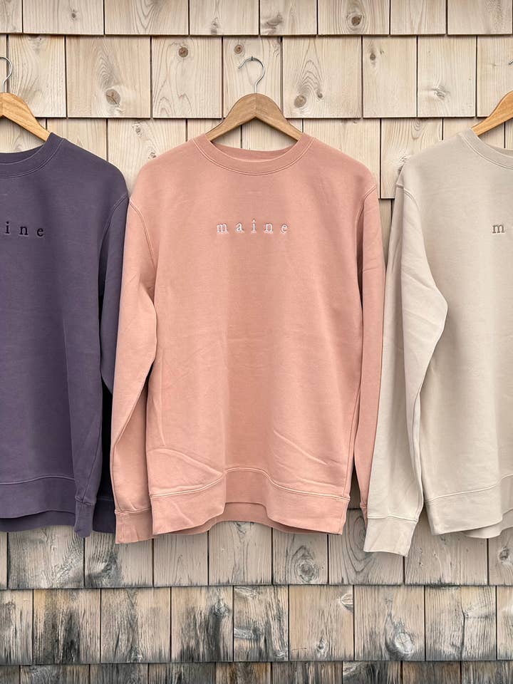 Simple Maine Embroidered Crewneck Sweatshirt for wholesale by Woods & Sea