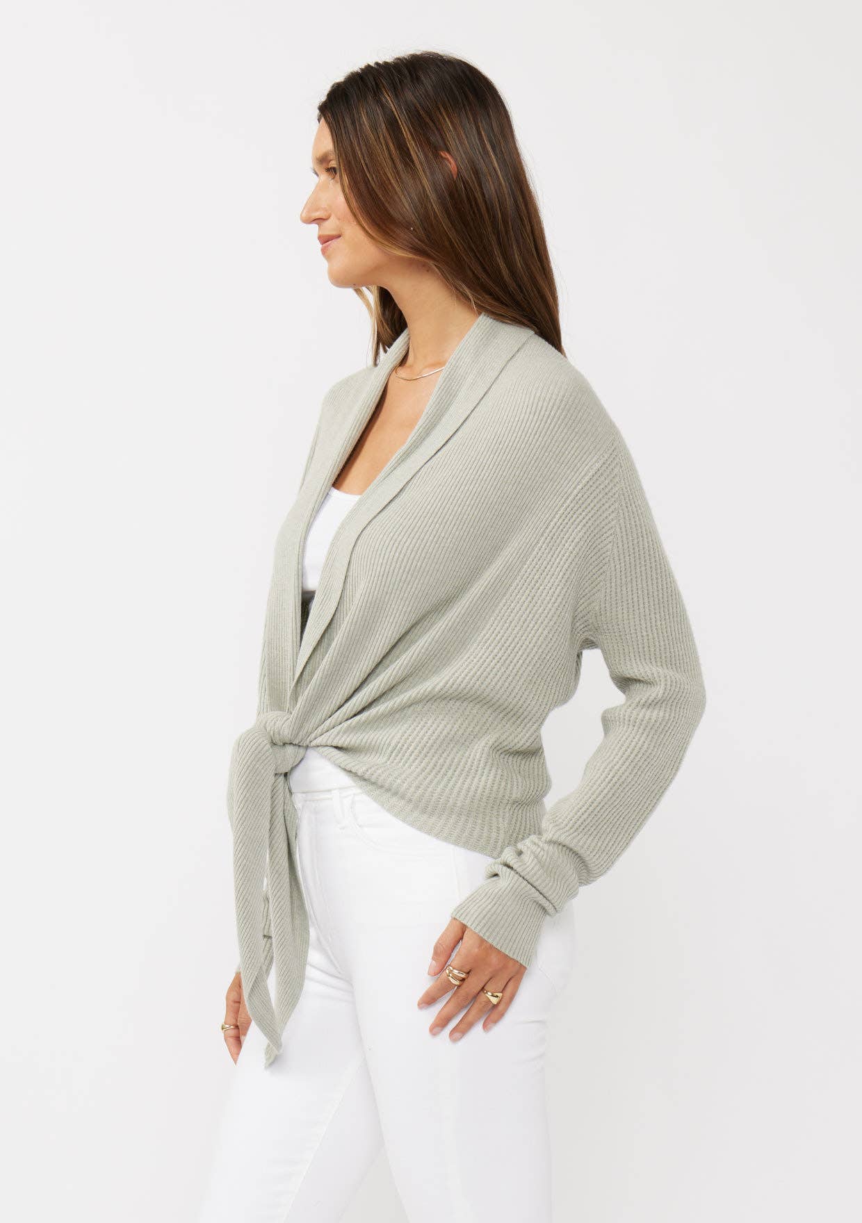 Lovestitch - Wholesale Cardigan - Women's - Waffle Knit Long Sleeve Tie Front Cardigan32