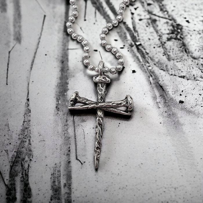 Rustic Nail Cross Necklace on Ball Chain for wholesale by Forgiven Jewelry