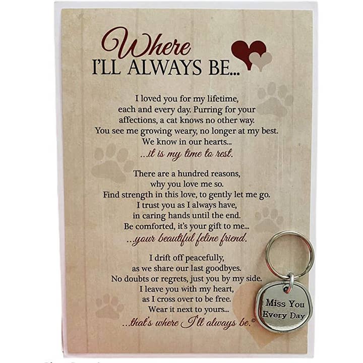 The Grandparent Gift Co. Inc. - Wholesale Pet Urn/Keepsake Box - Where I'll Always Be - Pet Memorial USA Pewter Keychain 6080