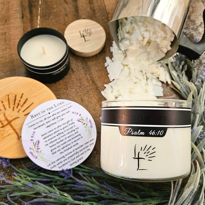 Lord's Light Candle - Wholesale Jar/Filled Candle - Christian Soy Candle 8oz - Light & Reveal Hidden Bible Verse9